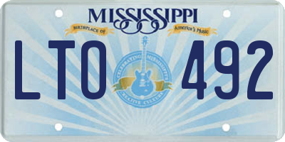 MS license plate LTO492