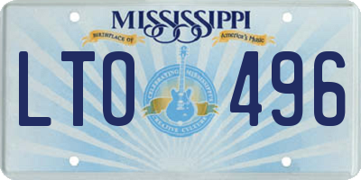 MS license plate LTO496