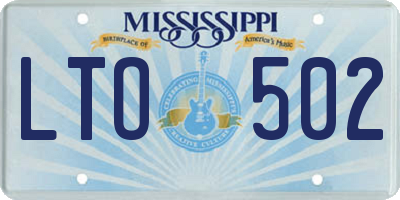MS license plate LTO502