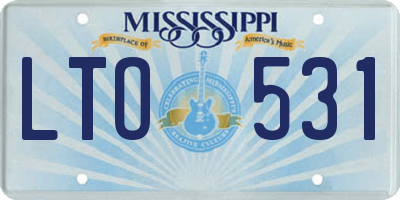 MS license plate LTO531