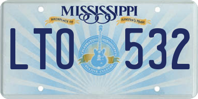 MS license plate LTO532