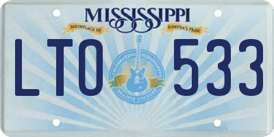 MS license plate LTO533