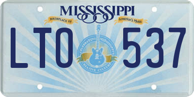 MS license plate LTO537
