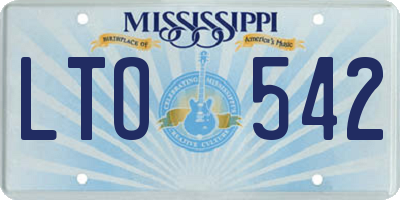 MS license plate LTO542