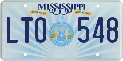 MS license plate LTO548