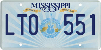 MS license plate LTO551