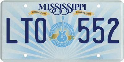 MS license plate LTO552