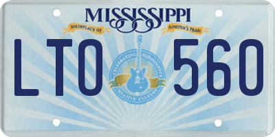 MS license plate LTO560