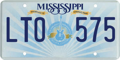 MS license plate LTO575