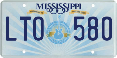 MS license plate LTO580