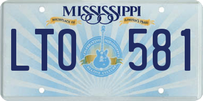 MS license plate LTO581