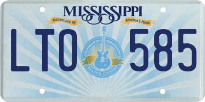 MS license plate LTO585