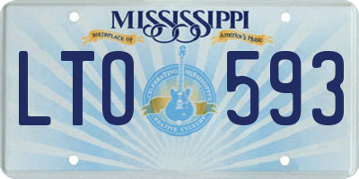 MS license plate LTO593