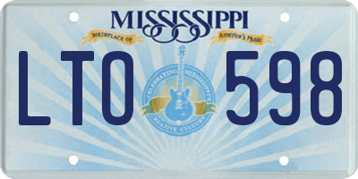 MS license plate LTO598