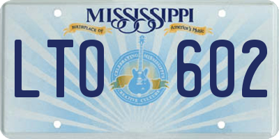 MS license plate LTO602