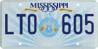 MS license plate LTO605