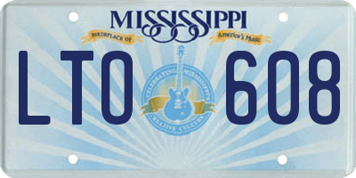 MS license plate LTO608