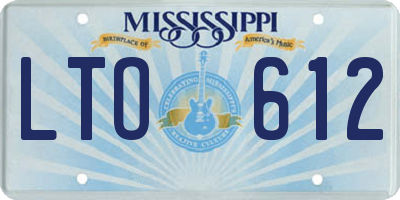 MS license plate LTO612
