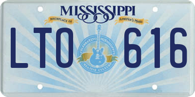 MS license plate LTO616