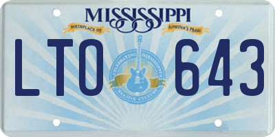 MS license plate LTO643