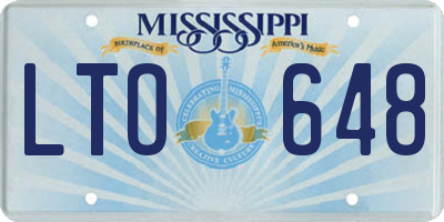 MS license plate LTO648