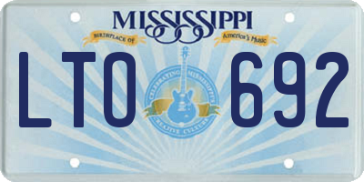 MS license plate LTO692