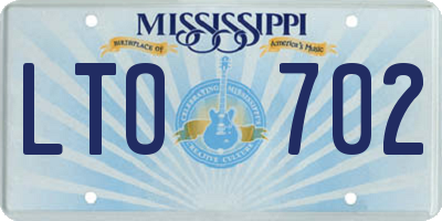 MS license plate LTO702