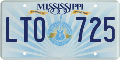 MS license plate LTO725