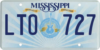 MS license plate LTO727