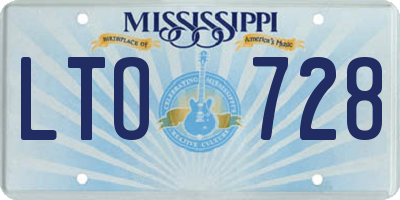 MS license plate LTO728