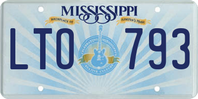 MS license plate LTO793