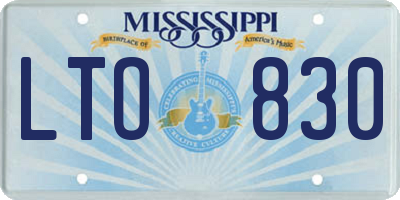 MS license plate LTO830