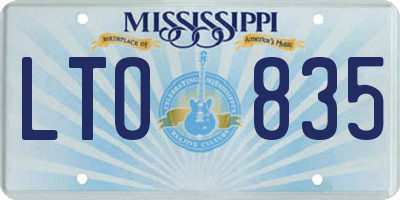 MS license plate LTO835
