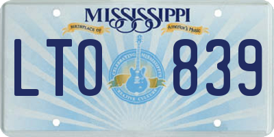 MS license plate LTO839