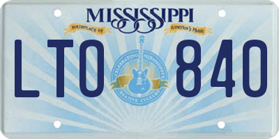 MS license plate LTO840