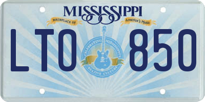 MS license plate LTO850