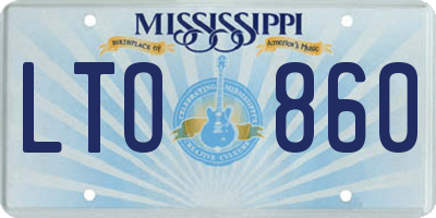 MS license plate LTO860