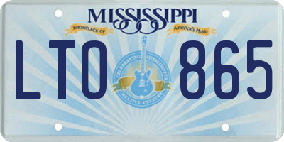 MS license plate LTO865