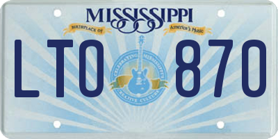 MS license plate LTO870