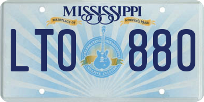 MS license plate LTO880