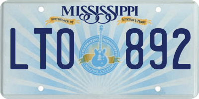 MS license plate LTO892