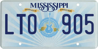 MS license plate LTO905