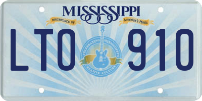 MS license plate LTO910