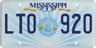 MS license plate LTO920