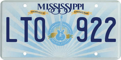 MS license plate LTO922