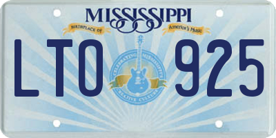 MS license plate LTO925