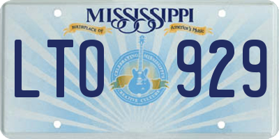 MS license plate LTO929
