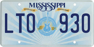 MS license plate LTO930