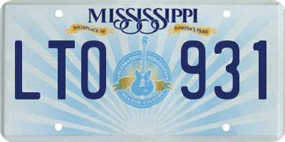 MS license plate LTO931