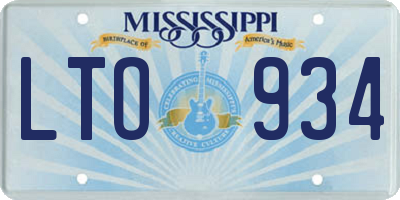 MS license plate LTO934